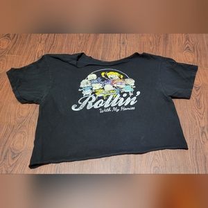 Black Graphic Crop Top